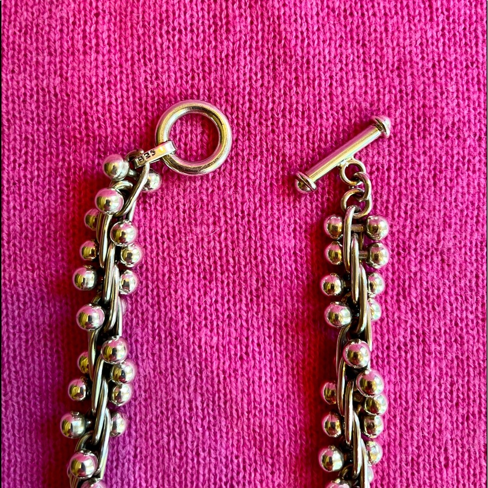 Sterling Silver Barbell Link Choker - Picture 8 of 16